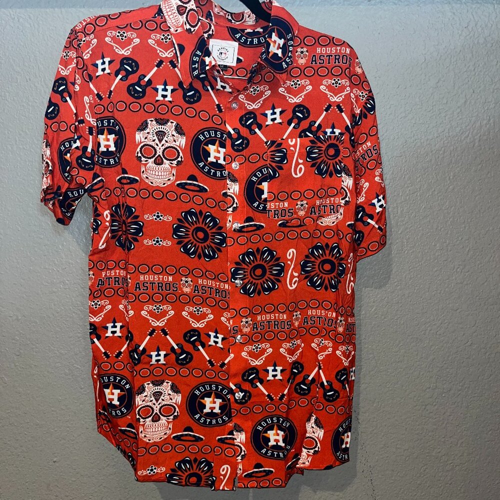 MLB HOUSTON ASTROS Day of the Dead Aloha Hawaiian Shirt - World Series Champs M
